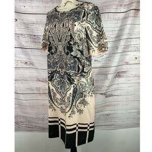 Chicos 0 Paisley Plaid Short Dress Womens S 4 Back Zip Lined Flowy Lightweight